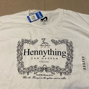 Surf Style Cognac White Tee with Black Logo Hennessy Henny